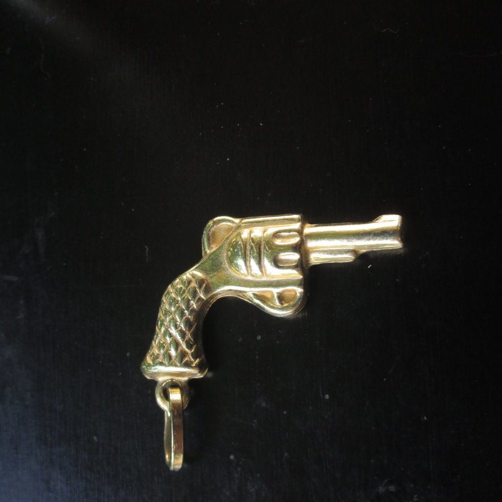 Vintage 14 kt Yellow Gold Pistol Revolver Italy